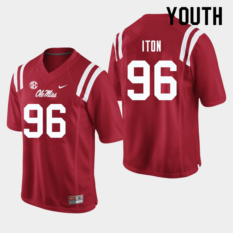 Isaiah Iton Ole Miss Rebels NCAA Youth Red #96 Stitched Limited College Football Jersey EMZ0658ZW